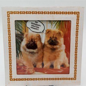 Shar Pei Glass Tile Carnival Fair Prize Vintage Puppy Dogs Collectible